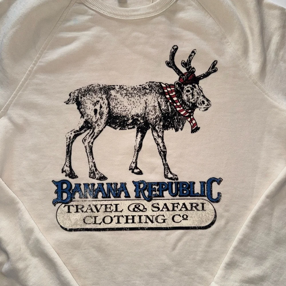Banana Republic Pullover Sweatshirt Mens Med Tall Reindeer