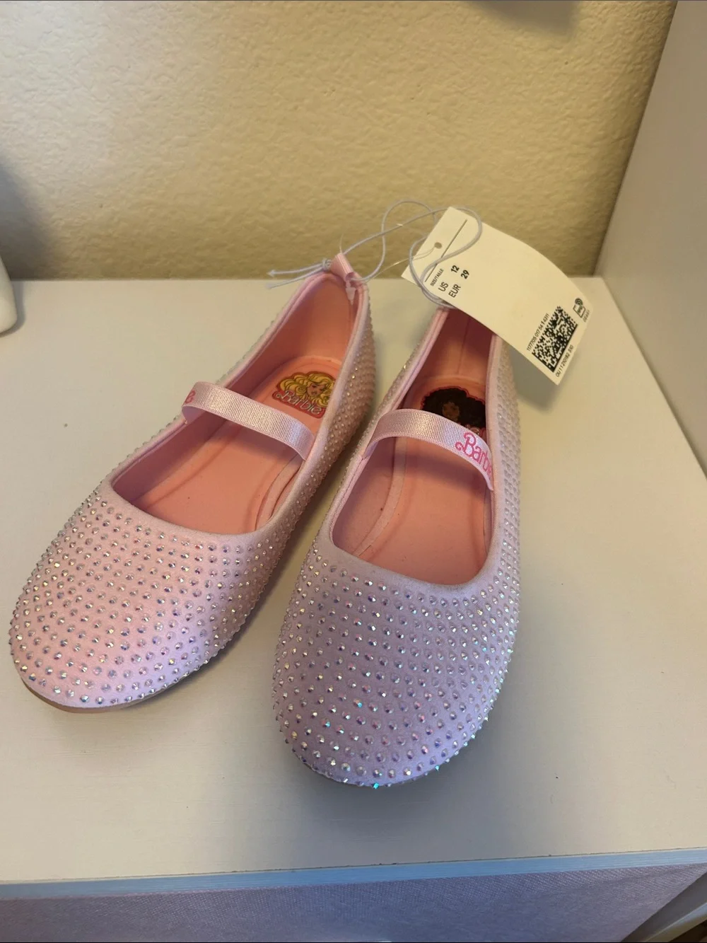 Barbie Light Pink Rhinestone Flats for Kids