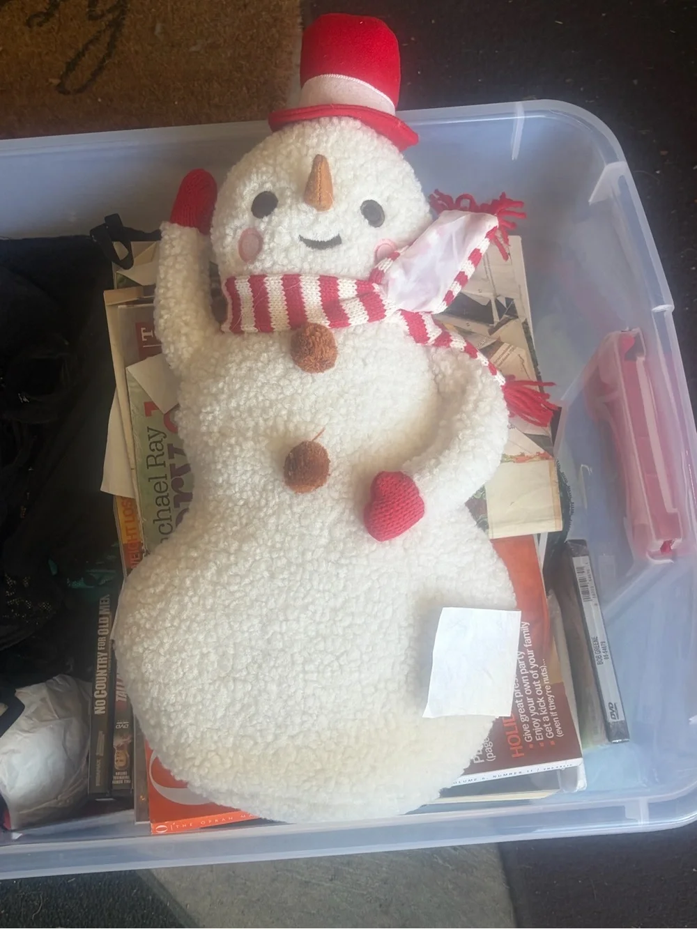 Wondershop White Snowman Decorative Pillow with Red Accents
