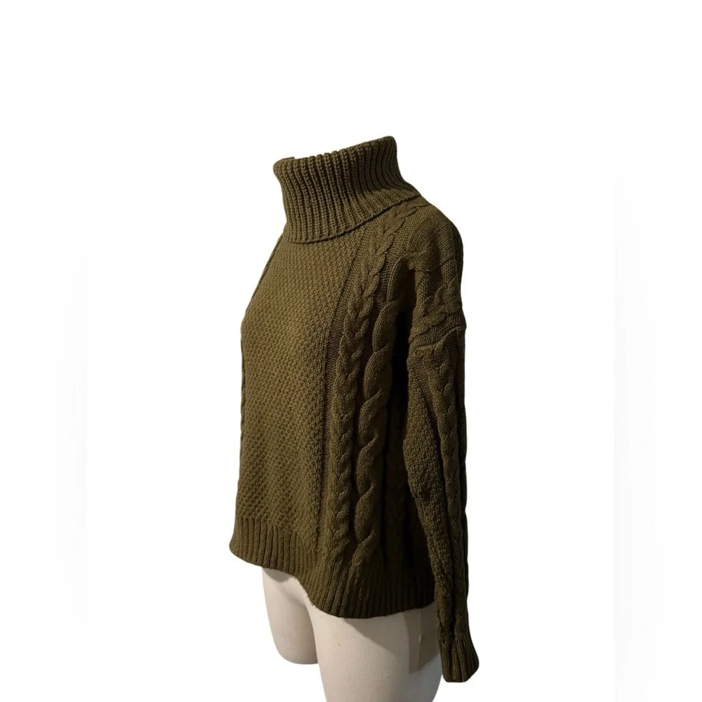 Madewell Cable Knit Turtleneck Sweater XXS Brown Chunky Textured
