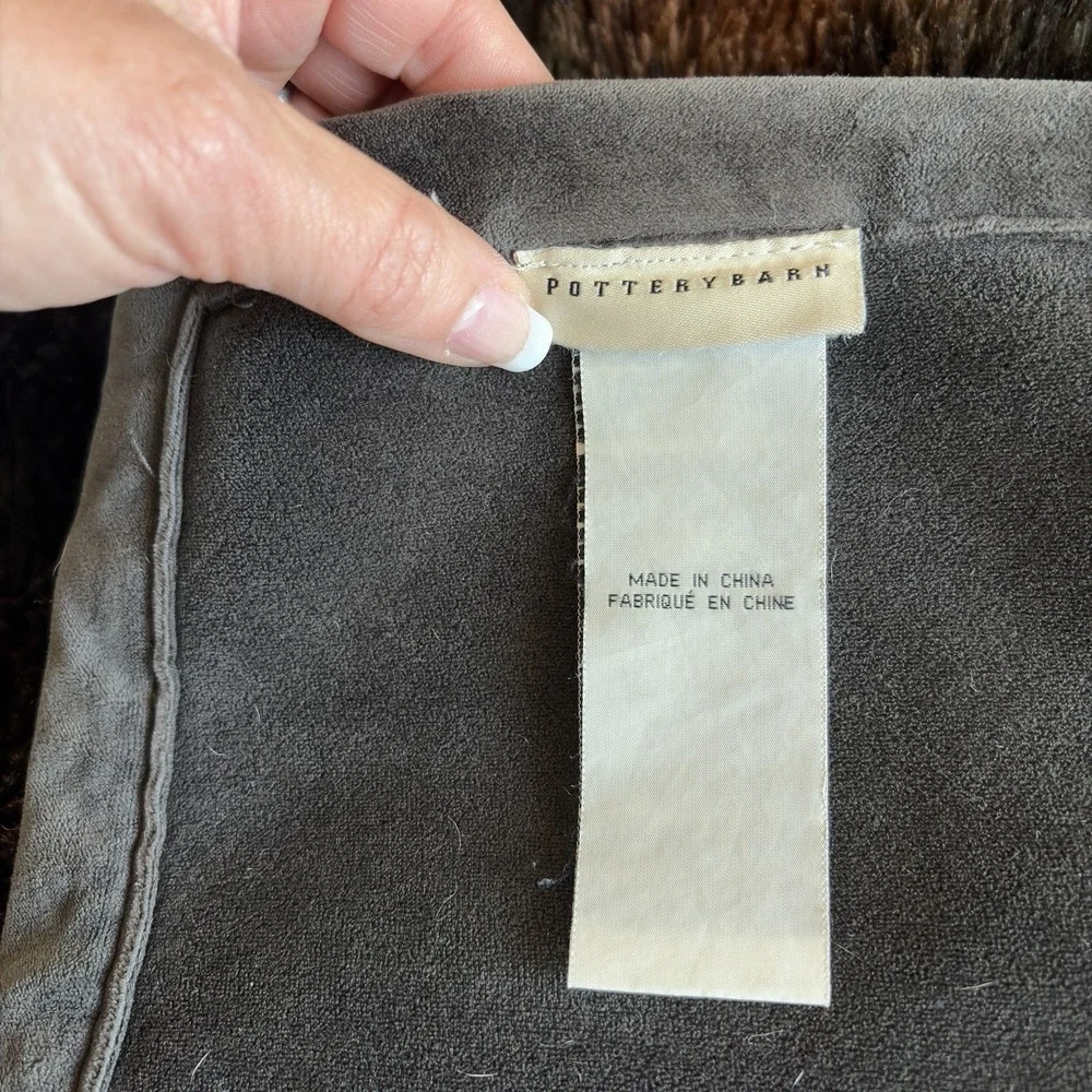 Pottery Barn Faux Fur Brown Black Plush Heavy Throw Blanket 48x60