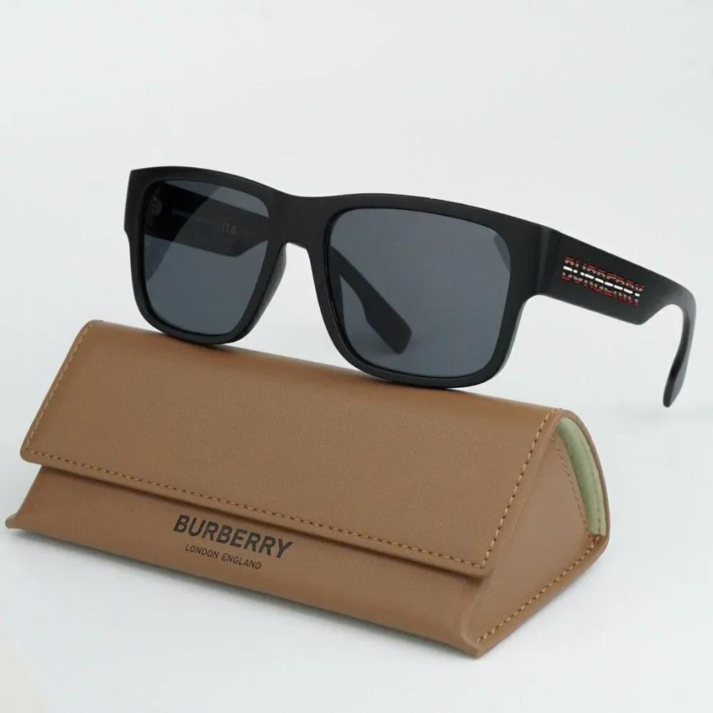 NEW Burberry BE4358 KNIGHT 346481 Matte Black Dark Grey Polarized Men Sunglasses