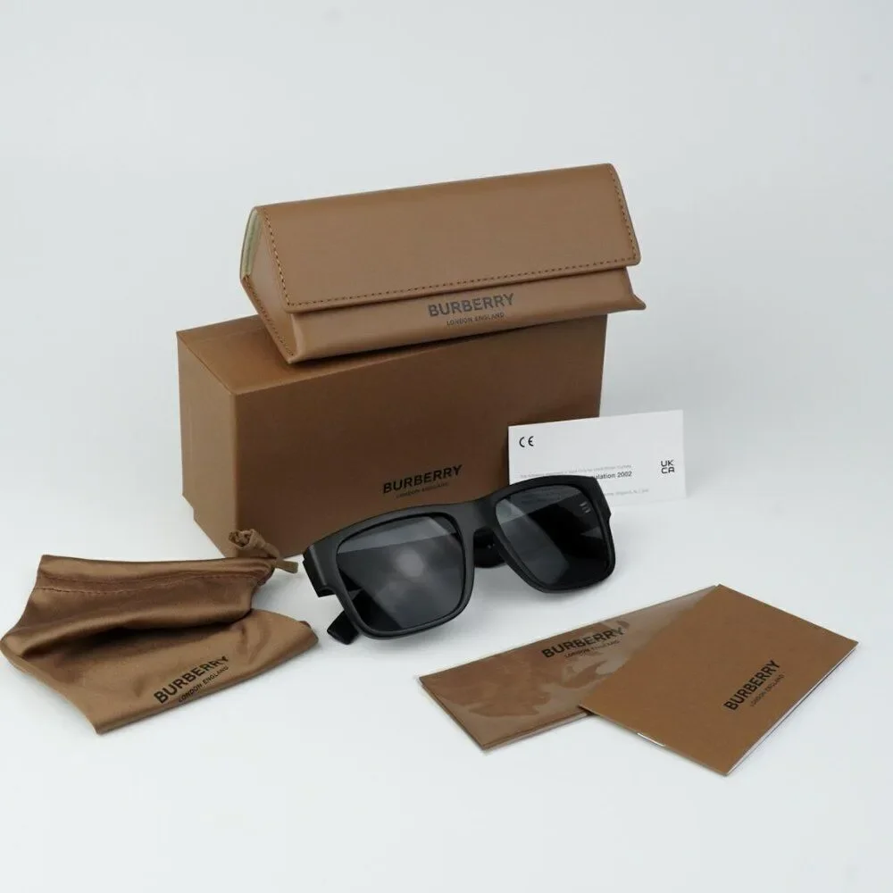 NEW Burberry BE4358 KNIGHT 346481 Matte Black Dark Grey Polarized Men Sunglasses
