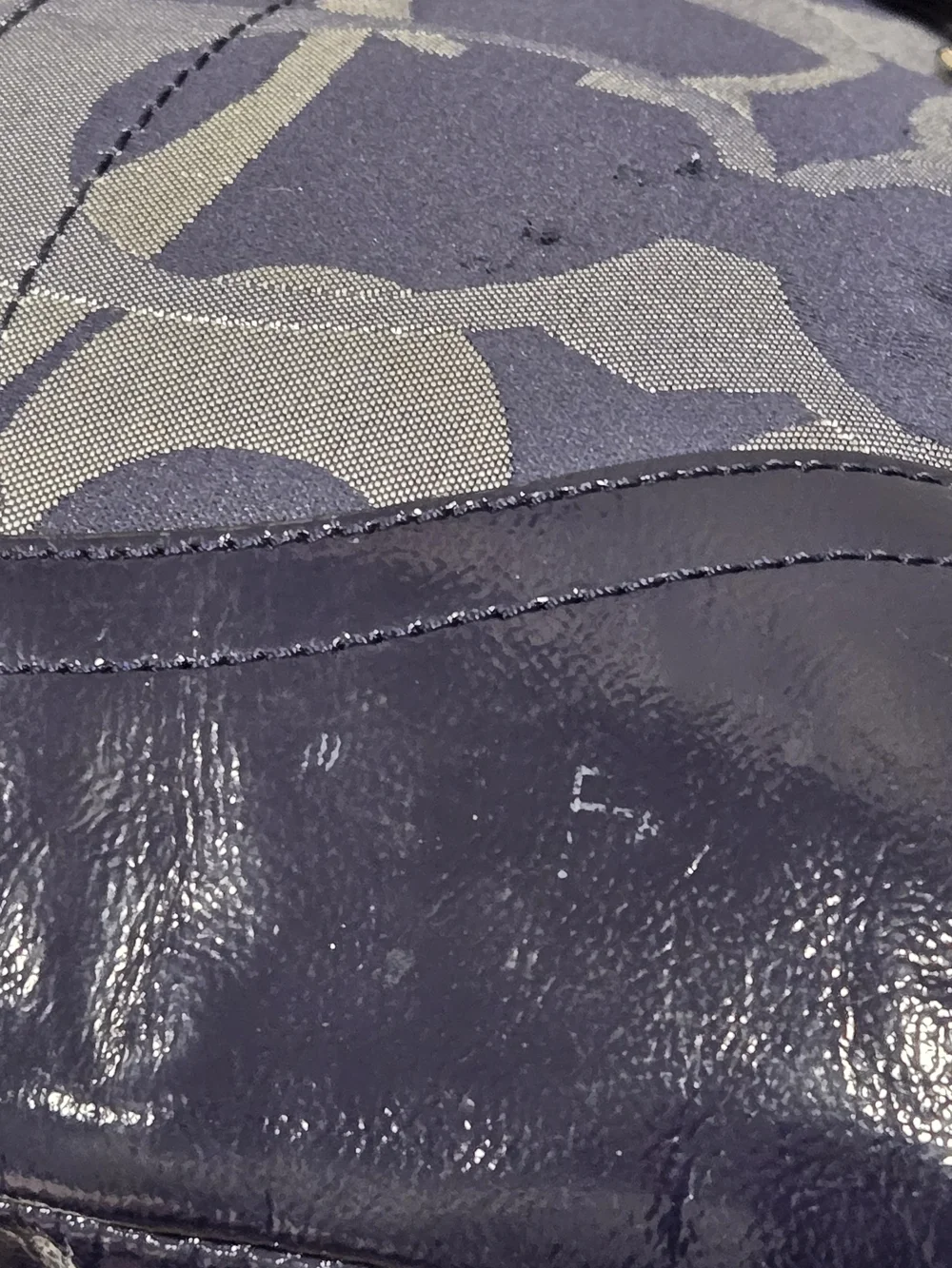 Coach Optic Navy Metallic Signature Shoulder Bag/Crossbody