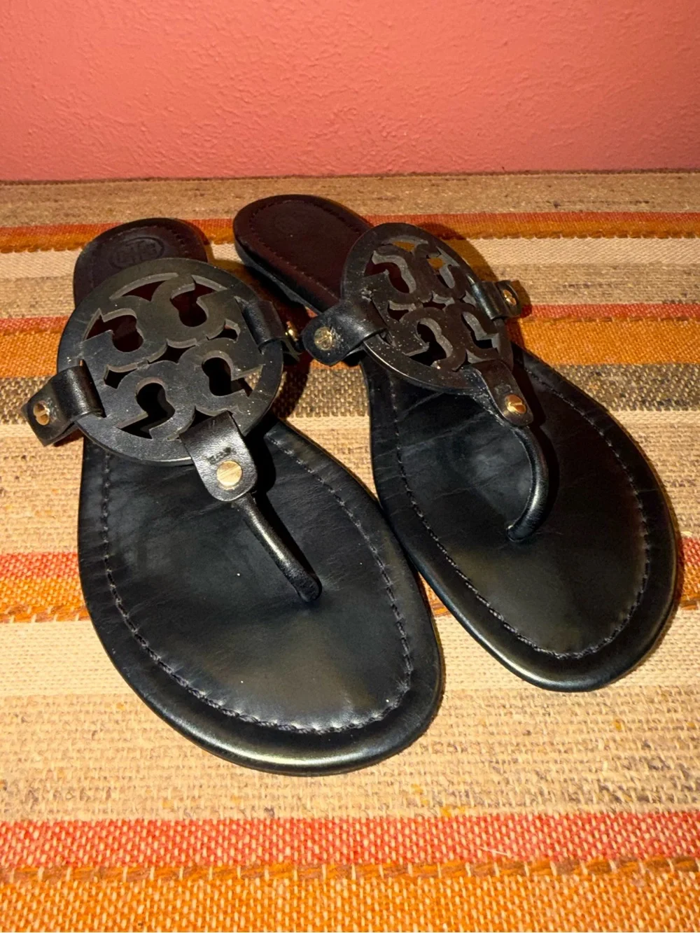 Tory Burch Black Miller Sandals Size 10