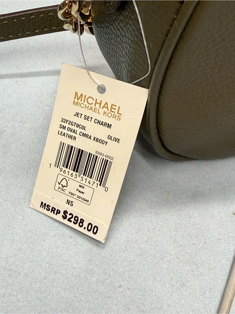 (new+tag) MICHAEL KORS Leather Olive Green Dome Camera Crossbody Gold Hardware