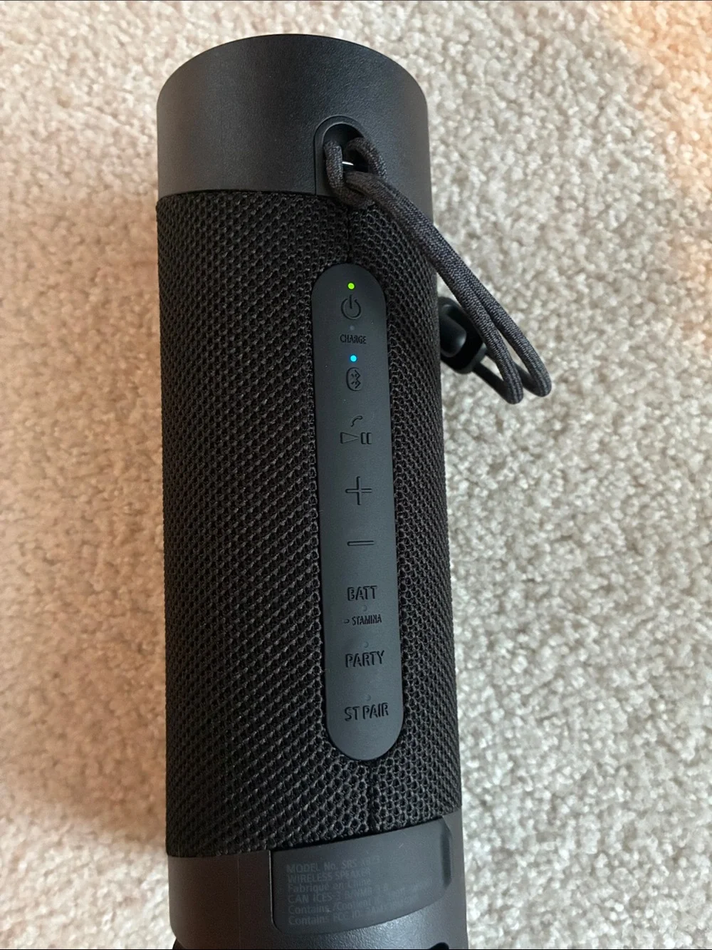 Sony Black Portable Bluetooth Speaker SRS-XB23 Cylindrical Extra Bass