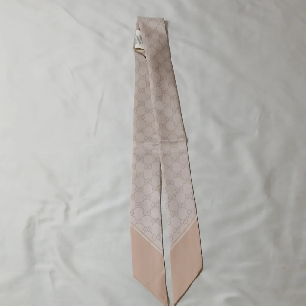Gucci Blush GG Logo Silk Scarf Wrap