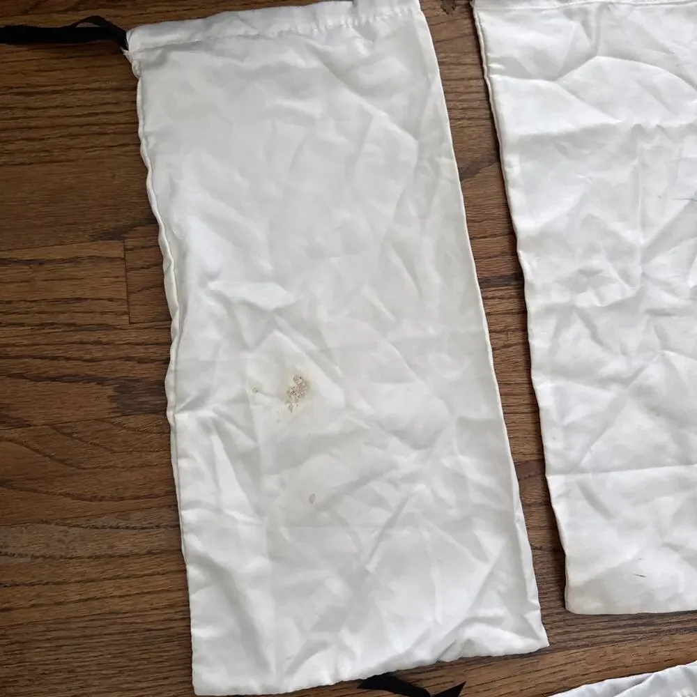 Lot of 7 Gucci White Satin Drawstring Dust Bags for Shoes Accessories 17x8”