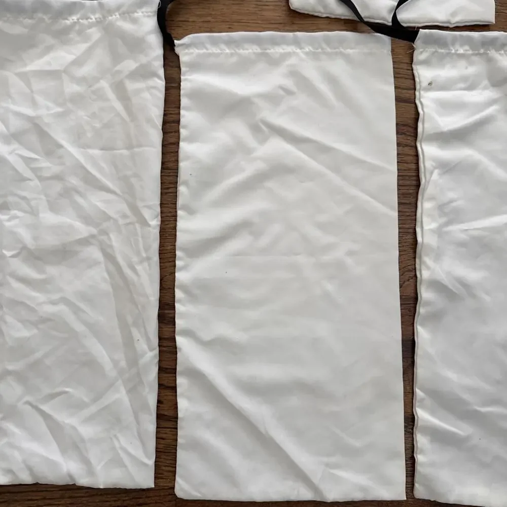Lot of 7 Gucci White Satin Drawstring Dust Bags for Shoes Accessories 17x8”