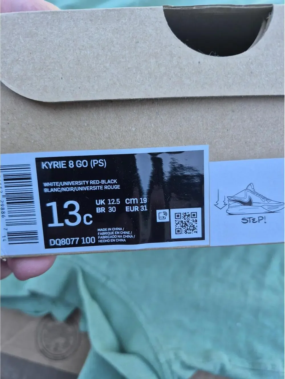 13C - Nike Kyrie 8 GO PS White University Red Black New