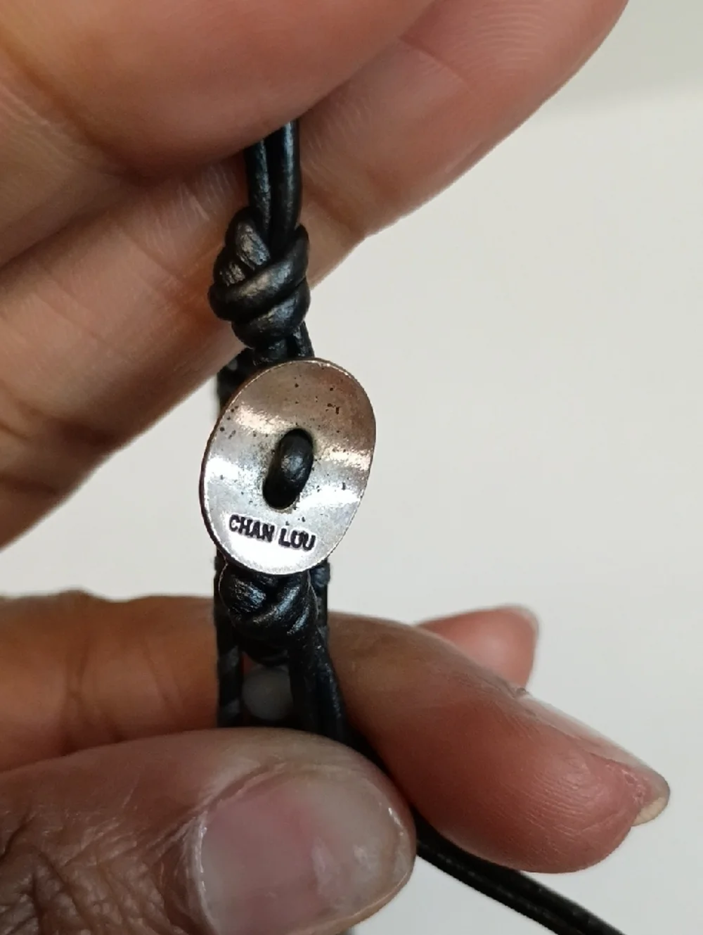 Chan Luu Leather Wrap Bracelet Beaded Multi Wrap Sterling Silver 925 Clasp Black