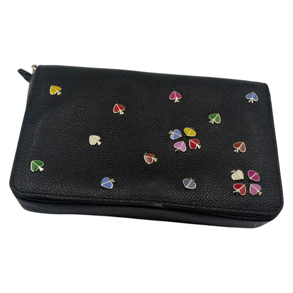 Kate Spade Crossbody Bag Wallet Margaux Enamel Spade Slim Continental Black