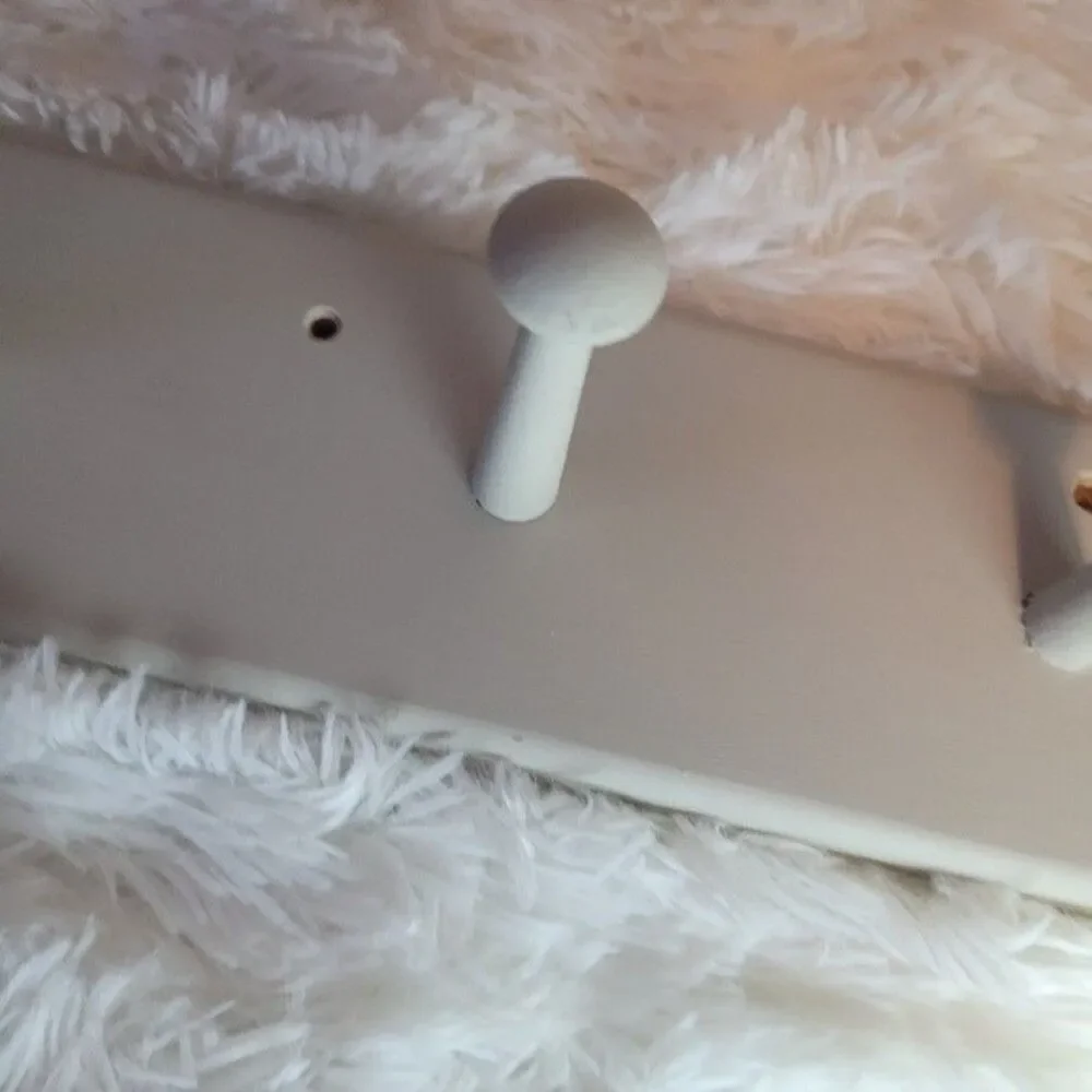 Farmhouse modern Wooden Coat shoe hat purse painted light gray wall Rack 8 Peg