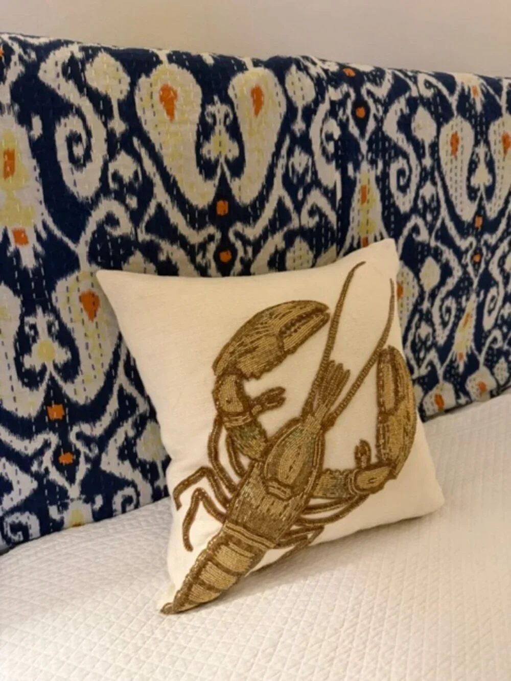 One of a Kind Jonathan Adler Lobster Beaded Pillow