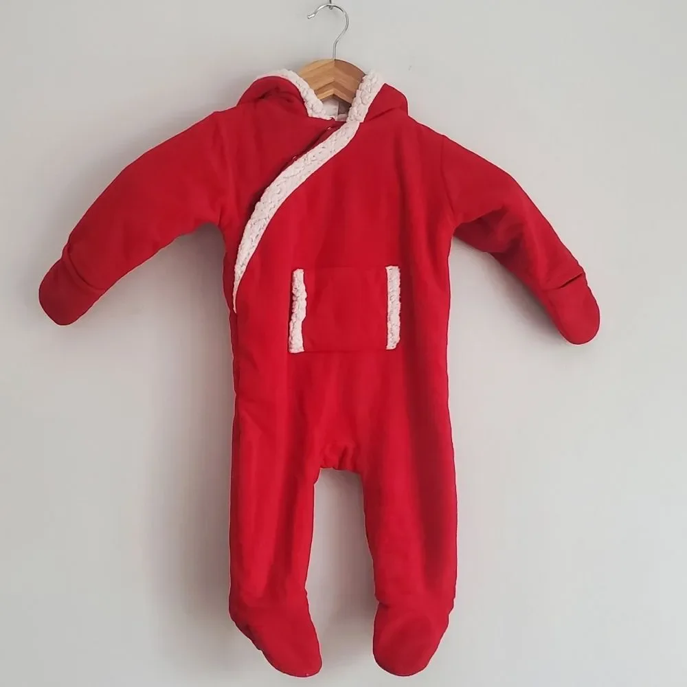 Old Navy Red Kids Bunting Footie One Piece With Snaps Size 6-12 Months