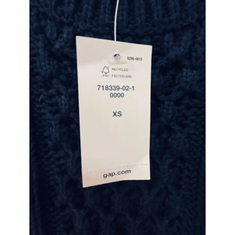 Gap Womens Navy Blue Aran Cable Knit Cotton Pullover Sweater XS 718339-02-1