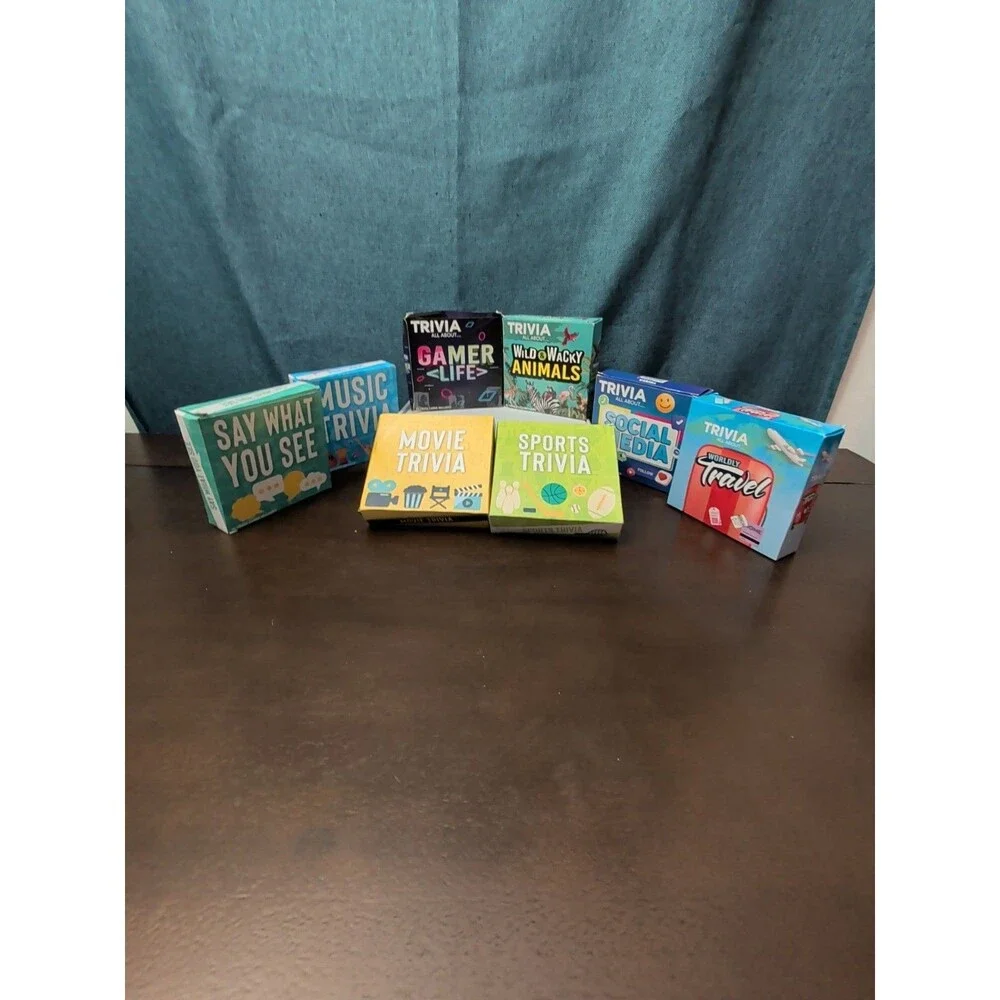 8-Pack Mini Trivia Game Set | Music Movies Sports Travel & Puzzles