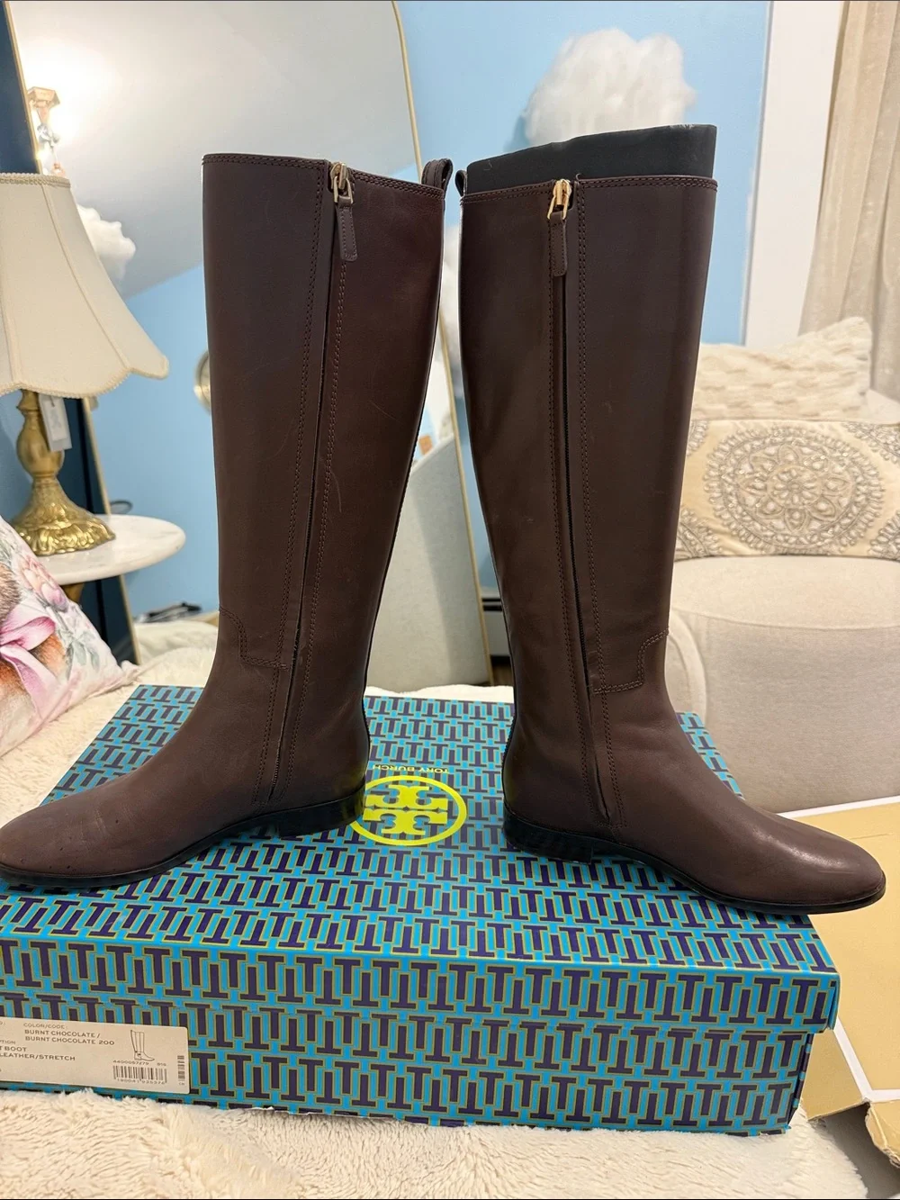 Tory Burch Brown Leather & Suede Over-the-Knee Riding Boots