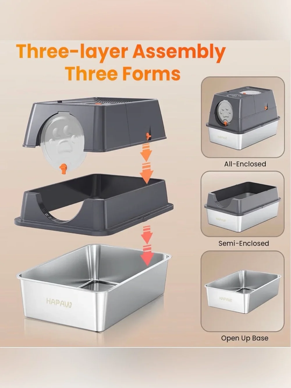 Enclosed Stainless Steel litter Box