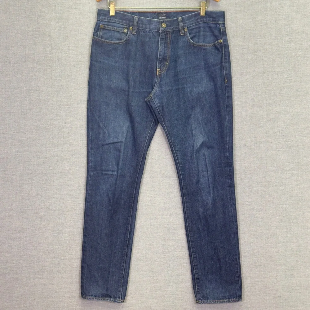 J.Crew The Driggs Men's Slim Fit Dark Wash Denim Jeans Classic Cotton Size 34x32