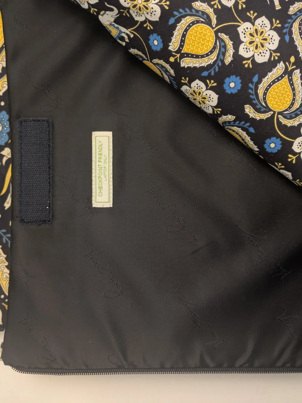Vera Bradley Navy, Yellow & Light Blue Paisley Quilted Laptop Tote