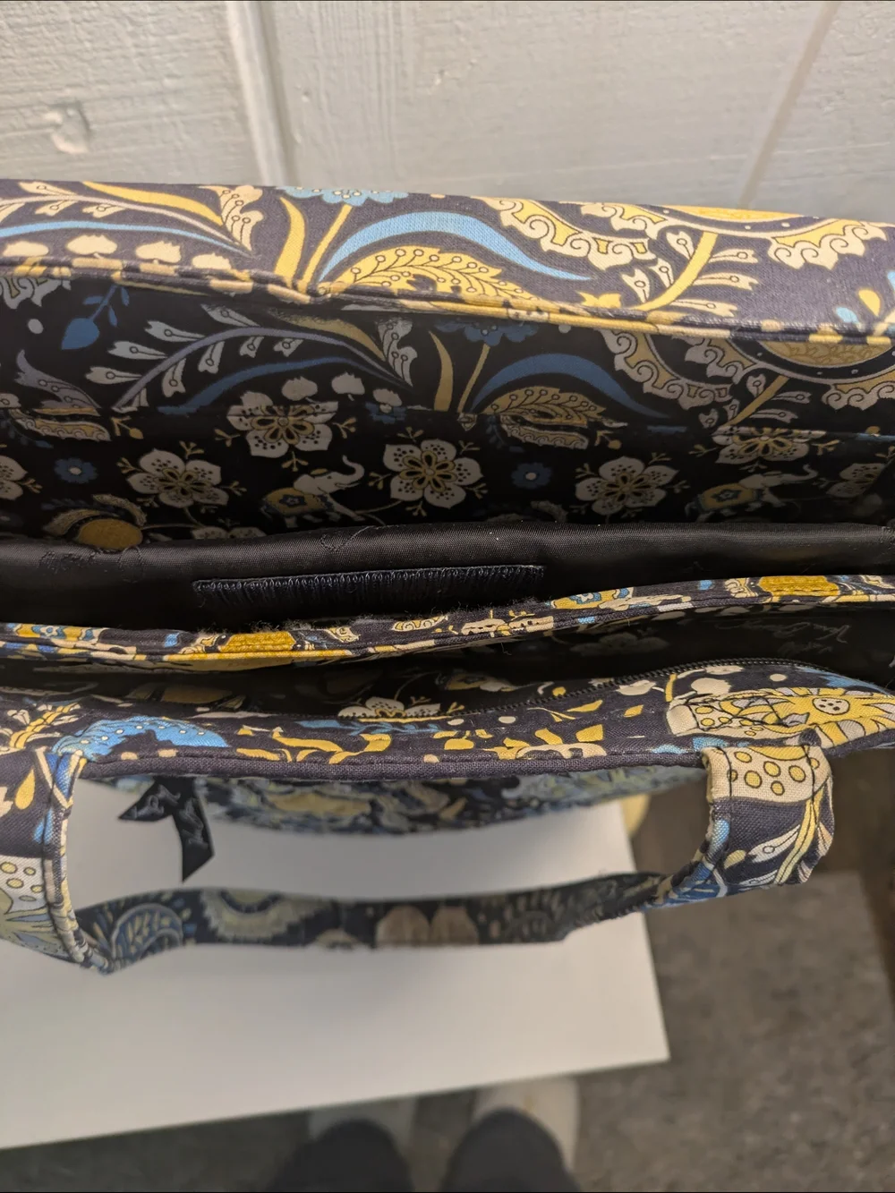 Vera Bradley Navy, Yellow & Light Blue Paisley Quilted Laptop Tote