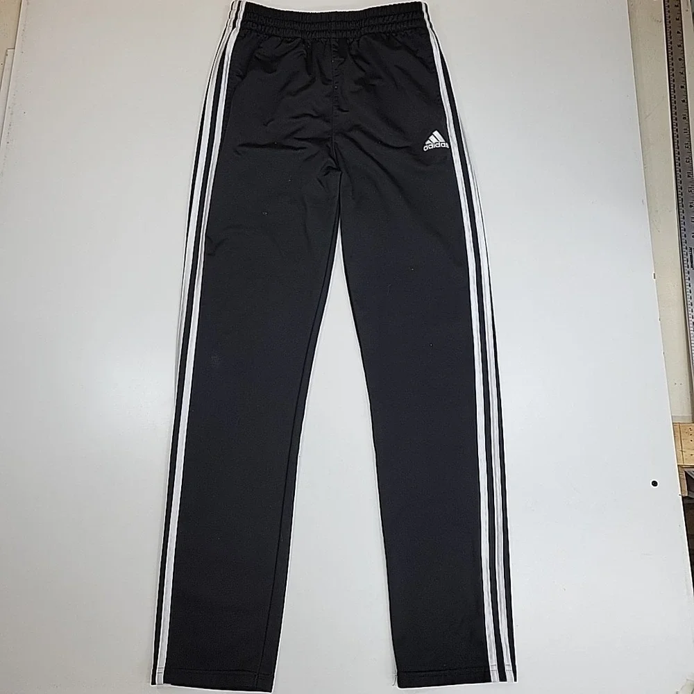 Adidas Sweatpants Black And White Striped Boy's Sz L 14/16 Activewear Athleisure