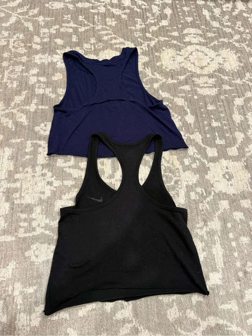 Nike Black Racerback Crop Tank Top and blue under armour crop tank