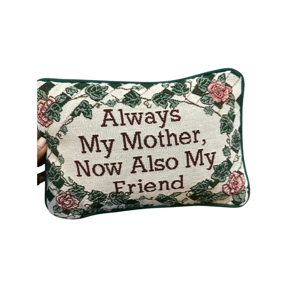 Mother Friend‎ Woven Tapestry Green Floral Mom Pillow 12