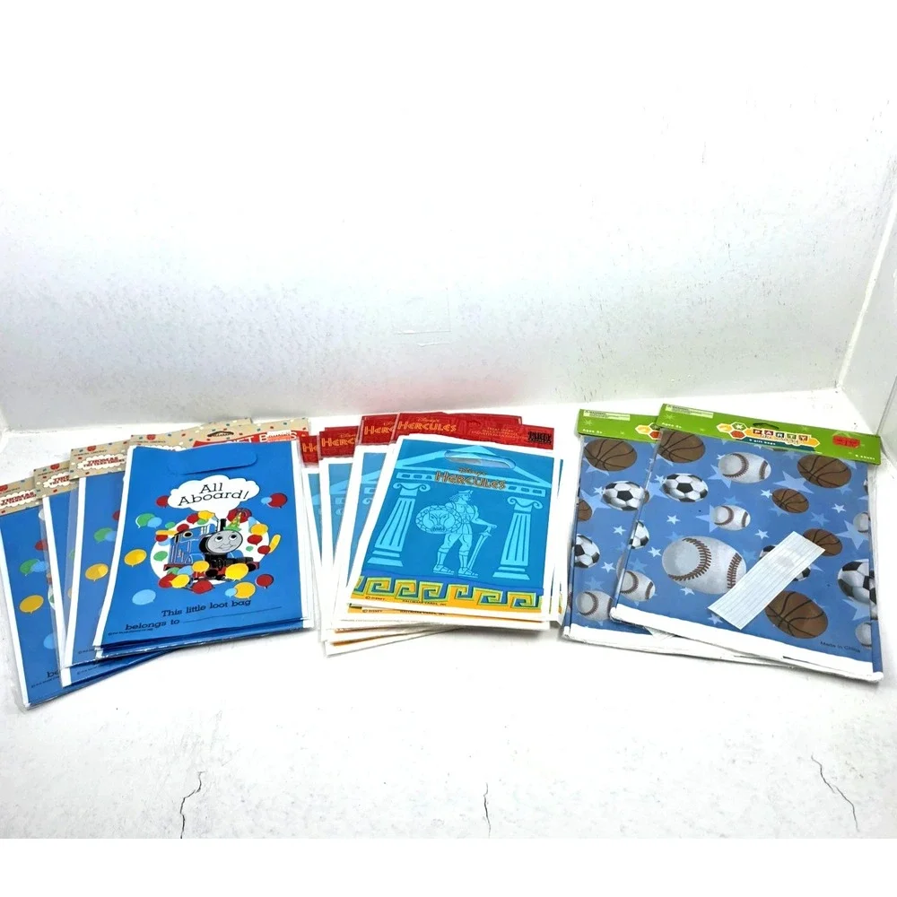 Vtg‎ Lot of 123 Party Treat Favors Bags Thomas The Tank Disney Hercules Baseball