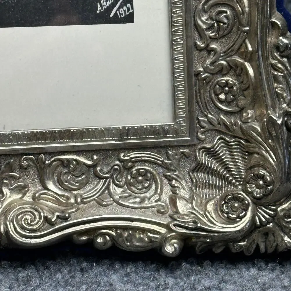 Vintage Godinger 5x7 silverplate ornate frame Baroque Rococo vintage 1938 print