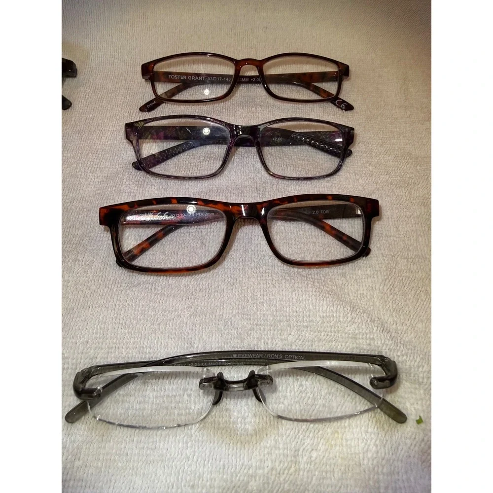 Foster Grant & Other Reading Glasses‎ Women Mixed Lot 8 Pairs Tortoise +2.00