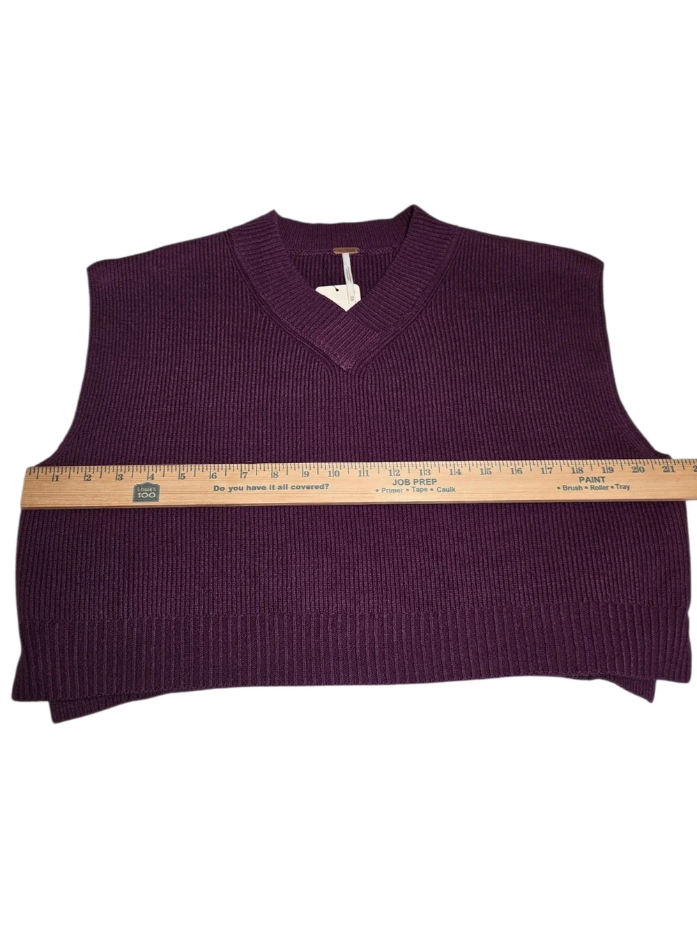 Free People Easy Street Sweater Vest Cropped Ribbed Purple Slouchy XS NWT