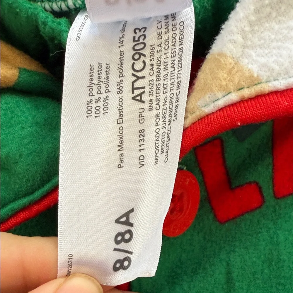 Carter's Green Santa and Reindeer Pajama Set Size 8