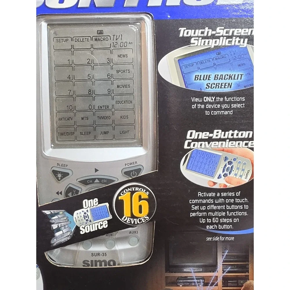 Sima SUR-35 Ultimate Universal Learning Remote Control Touch‎ Screen Backlit NIB