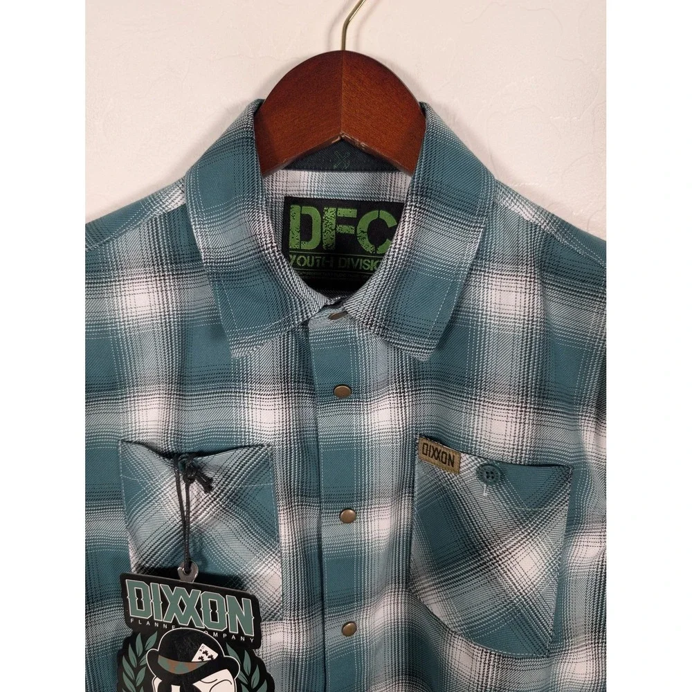 Dixxon Flannel Shirt‎ Youth XL Green Plaid Button Up DFC Tech Blend New Tags