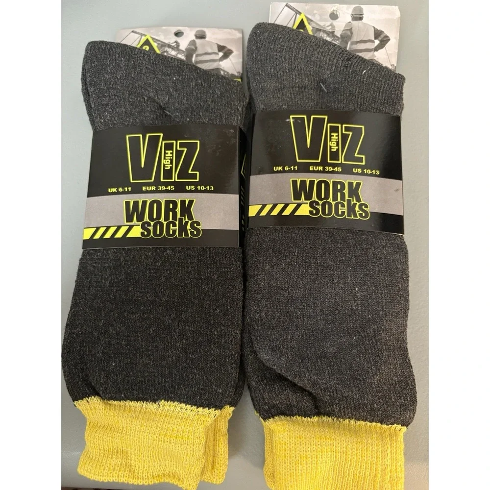 Viz High‎ reflective Work Socks 2 Pack Gray And Yellow Size 10-13
