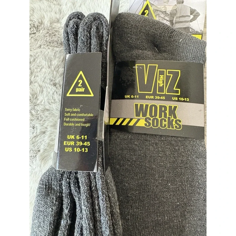 Viz High‎ reflective Work Socks 2 Pack Gray And Yellow Size 10-13