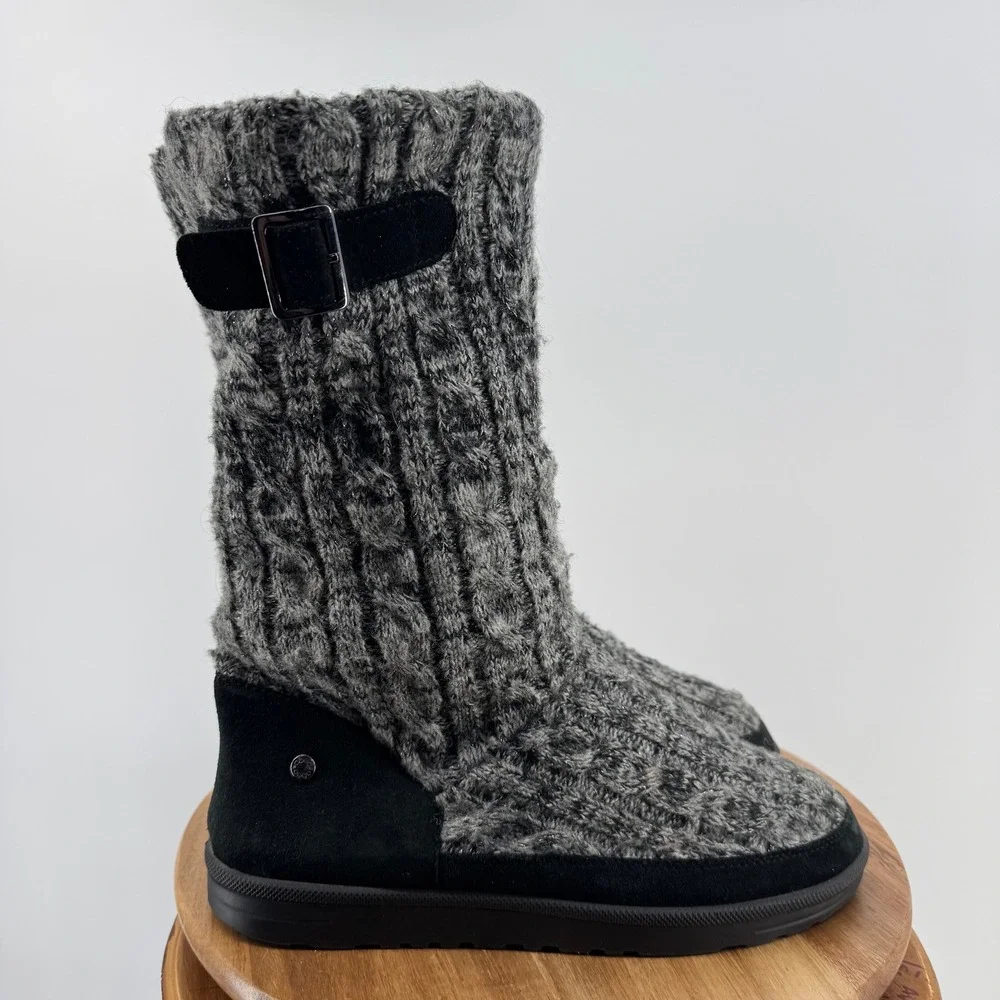 ABEO Kenora‎ Charcoal Cable Knit Suede Winter Boots Gray Black Women's Size 10
