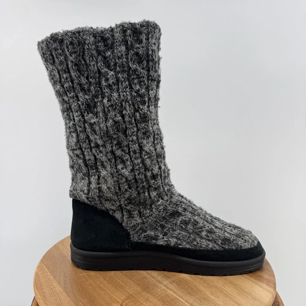 ABEO Kenora‎ Charcoal Cable Knit Suede Winter Boots Gray Black Women's Size 10