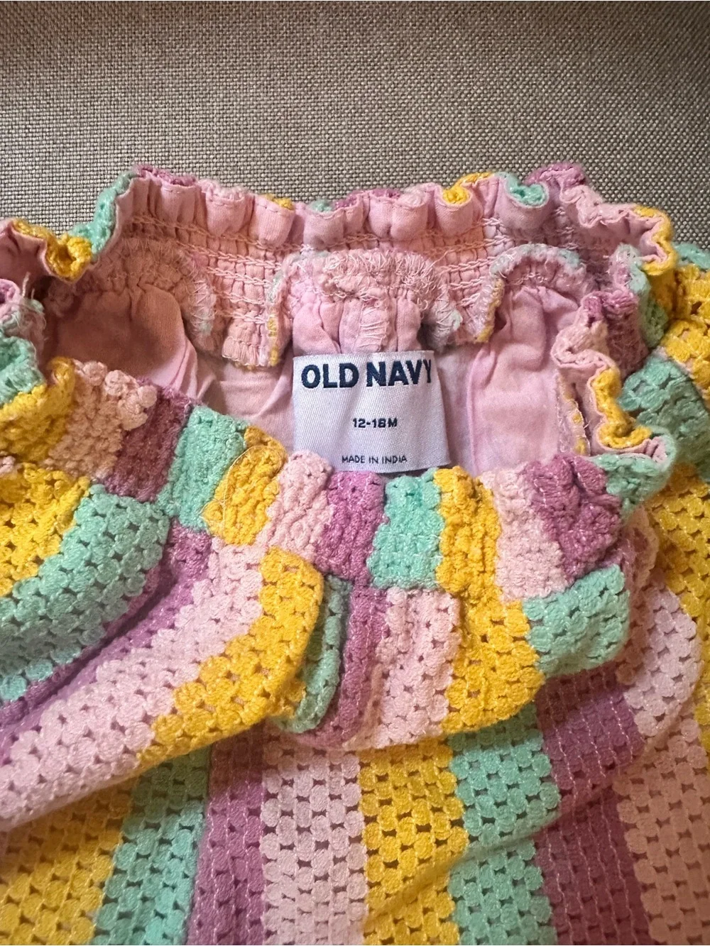 Old Navy Pastel Stripe Tank & Ruffle Shorts Set Size 12-18 Months