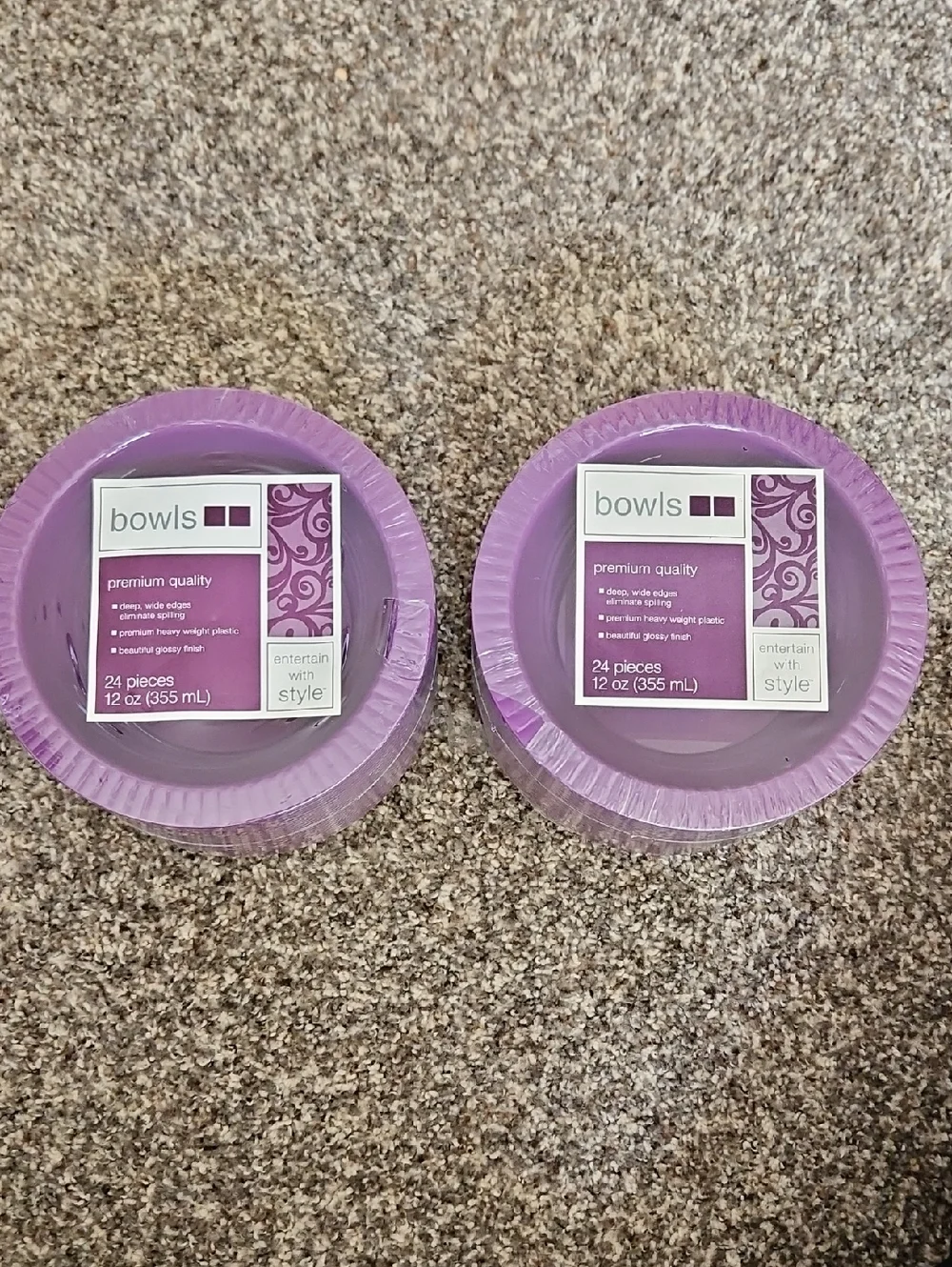 Premium Disposable Washable 12 Oz Party Bowls - Two Pack Bundle (48 Bowls Total)