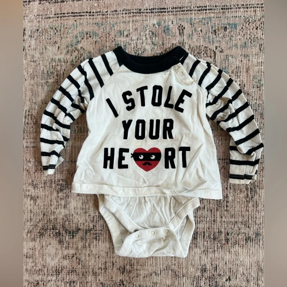 GAP Black and White Striped Bodysuit 12-18 mo