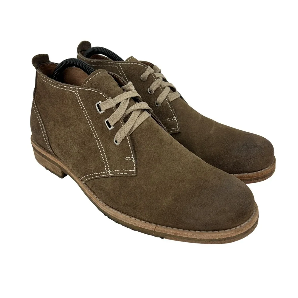Bed Stu Boots Mens Size 8.5 Brown Suede Chukka Ankle Lace Up Contrast Stitching