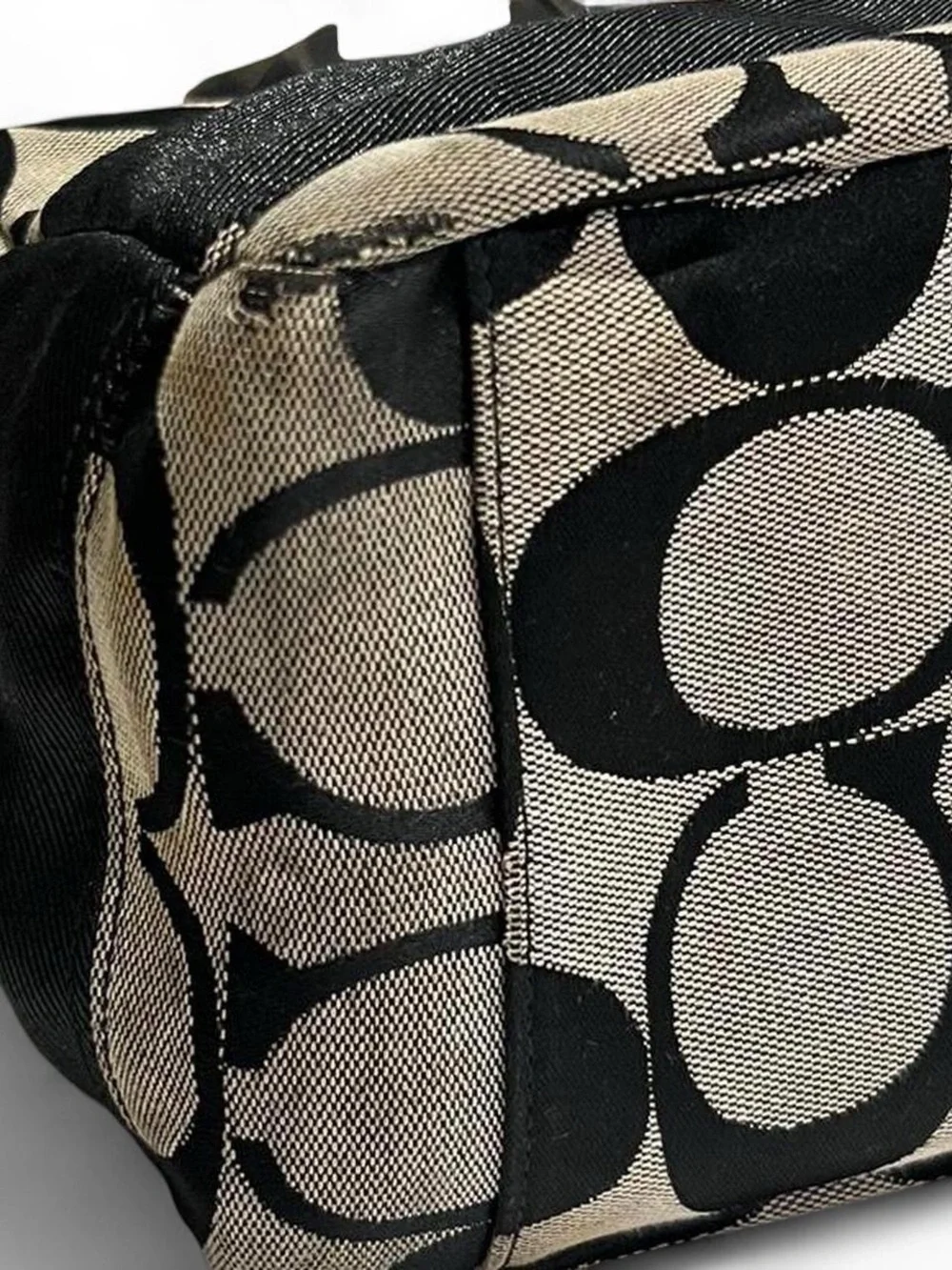 Coach Signature Black and Grey Signature Diaper Bag