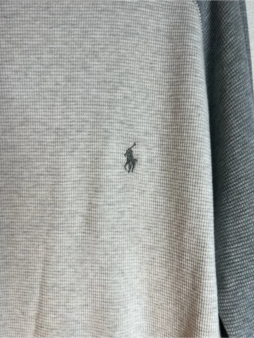 Polo Ralph Lauren Vintage Unisex Gray Thermal Pullover Crewneck Long Sleeve Top