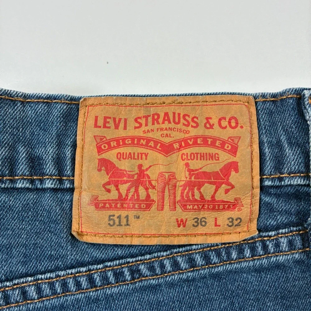 Levi's 511 Slim Fit Jeans 36x32 Blue Medium Wash Denim Stretch Pants