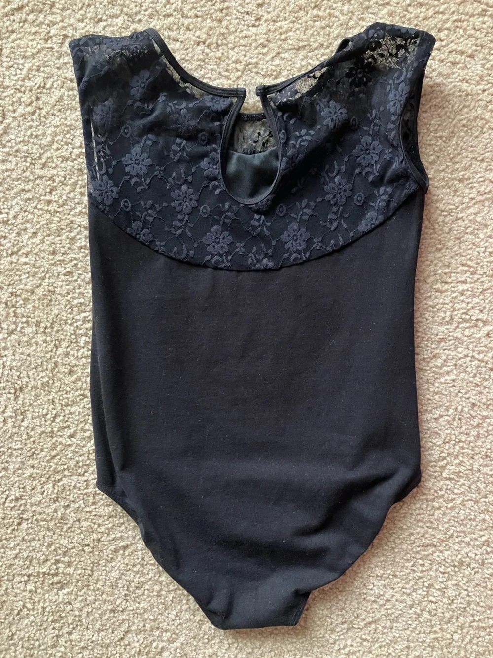 Black Lace-Accent Kids Dance Leotard