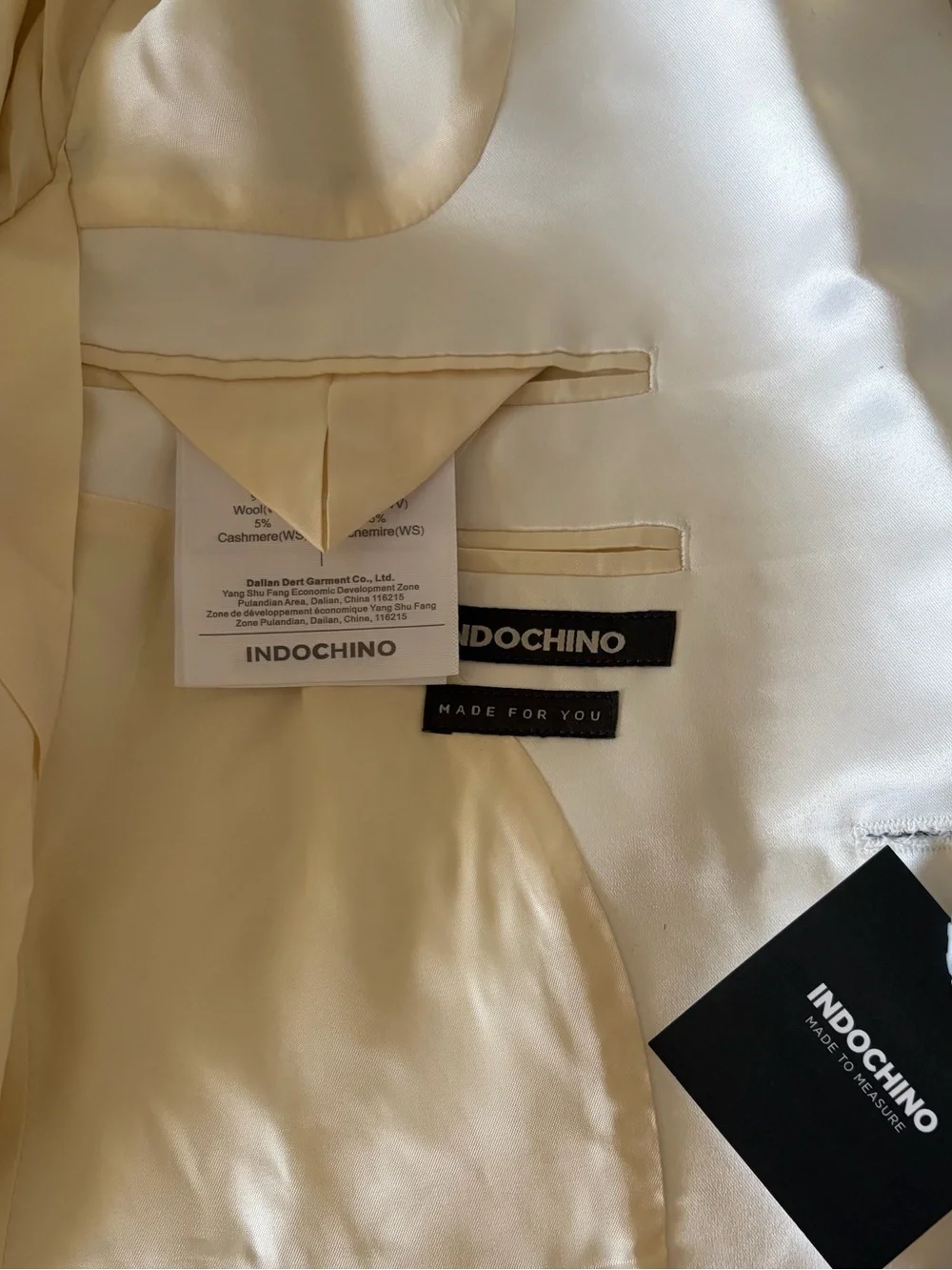 INDOCHINO Slim Fit Ivory Tuxedo Satin Wool Cashmere NWT‎